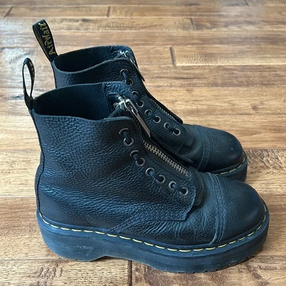 Dr. Martens Docs Sinclair Milled Nappa Leather Platform Boots Zip Front Lace 8 - Picture 12 of 12